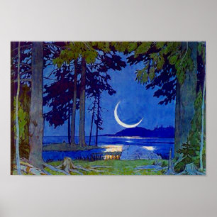 POSTER REFLEKTION AV TRYCK NORTHWOODS SLIVER MÅNE