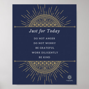 Poster. Reiki precepts, Guld & Blue, Engelska, 8 x Poster