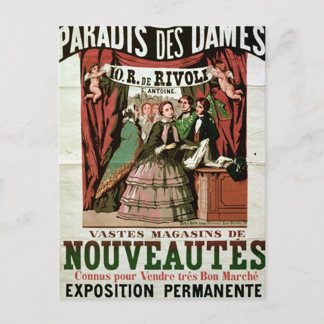 Poster reklam "Au Paradis des Dames" Vykort (Framsida)