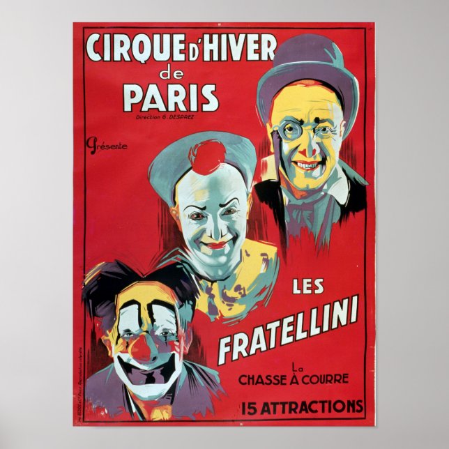 Poster reklam för "Cirque d'Hiver de Paris" (Framsidan)
