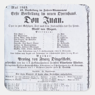 Poster reklam för en föreställning av Don Juan Fyrkantigt Klistermärke