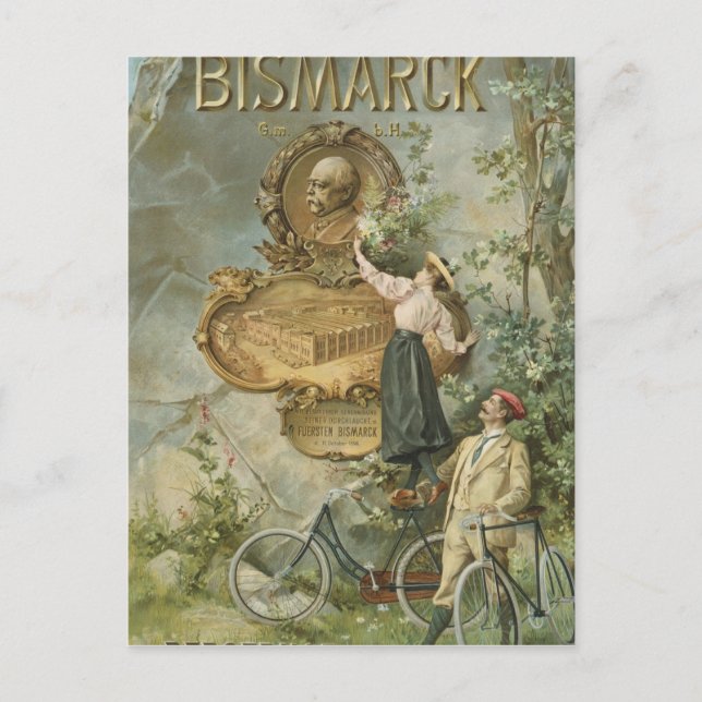 Poster reklam för Fahrrad Werke Bismarck Vykort (Framsida)
