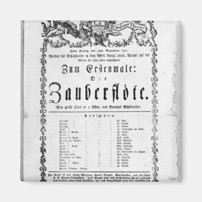 Poster reklam för "Magic Flute" Magnet (Framsidan)