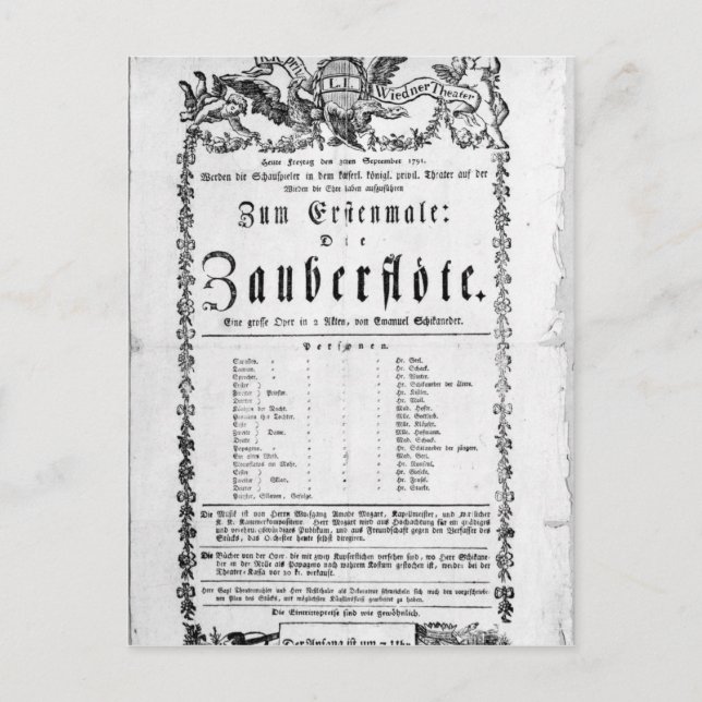 Poster reklam för "Magic Flute" Vykort (Framsida)