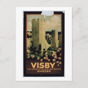 Poster reklam för staden Visby, Sverige (colo) Vykort
