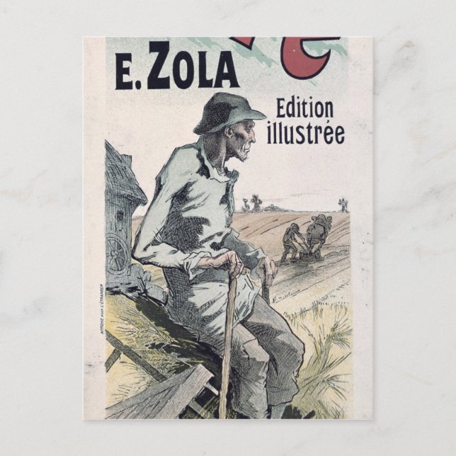 Poster reklam "La Terre" av Emile Zola, 1889 Vykort (Framsida)
