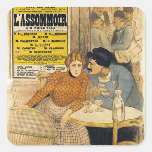 Poster reklam L'Assommoir från M.M.W. Fyrkantigt Klistermärke