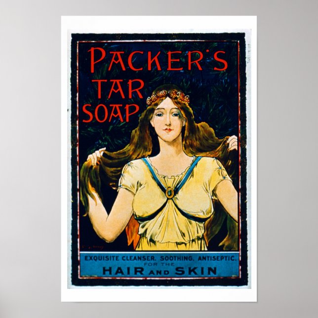 Poster reklam "Packer's Tjärsoap" (färg tänd) (Framsidan)
