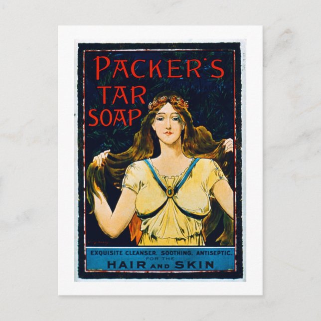 Poster reklam "Packer's Tjärsoap" (färg tänd) Vykort (Framsida)