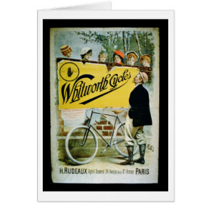 Poster reklam"Whitworth Cycles", Paris (colo) Hälsningskort