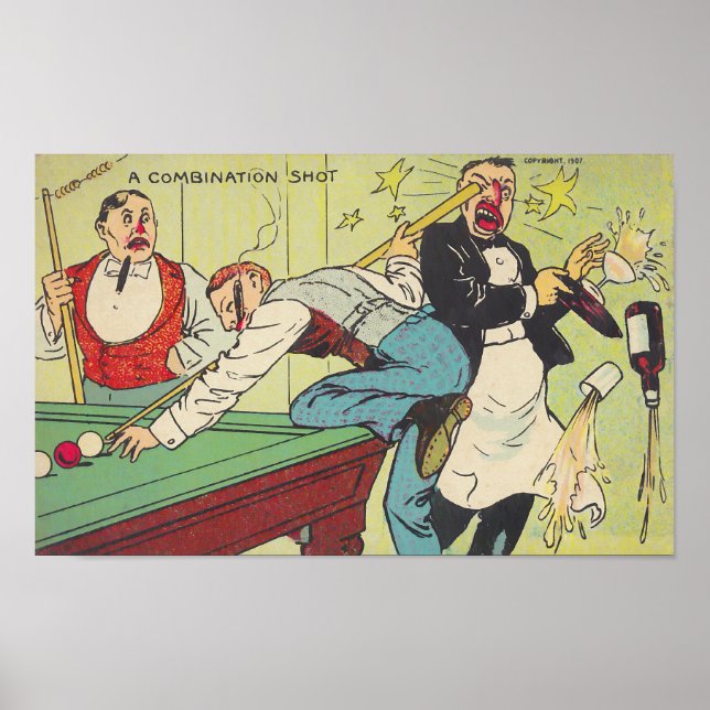 POSTER ~ REPR ANTIQUE BILLIARDS COMBINATION SHOT (Framsidan)