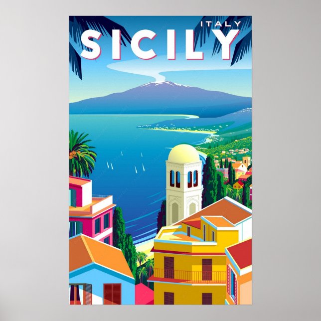 Poster - resa till Sicilien, Italien (Framsidan)