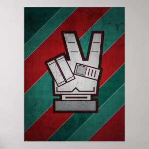 Poster Retro Grunge Peace Hand-signering