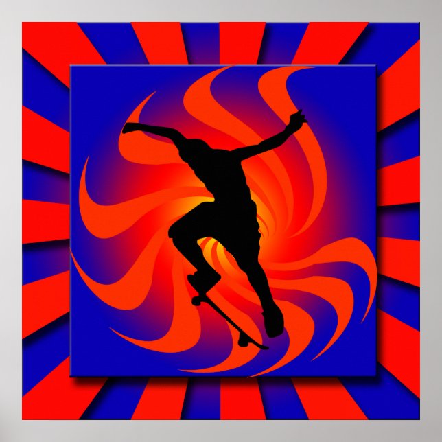 POSTER RETRO SKATEBOARDER (Framsidan)