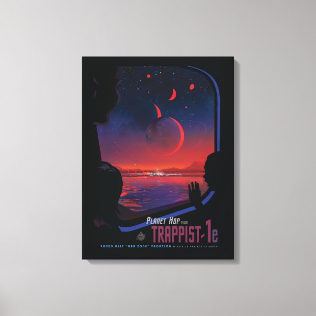 Poster Retro Space - Vyer Observera Trappist-1e. Canvastryck (Framsida)