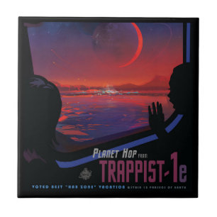 Poster Retro Space - Vyer Observera Trappist-1e. Kakelplatta