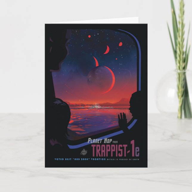 Poster Retro Space - Vyer Observera Trappist-1e. Kort (Framsida)