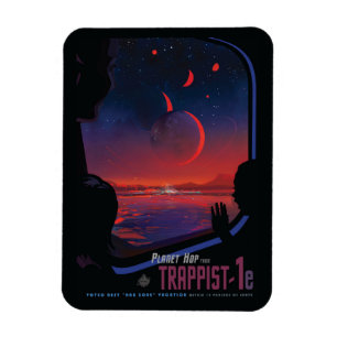Poster Retro Space - Vyer Observera Trappist-1e. Magnet