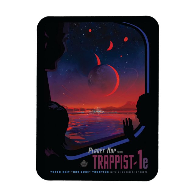 Poster Retro Space - Vyer Observera Trappist-1e. Magnet (Vertikal)