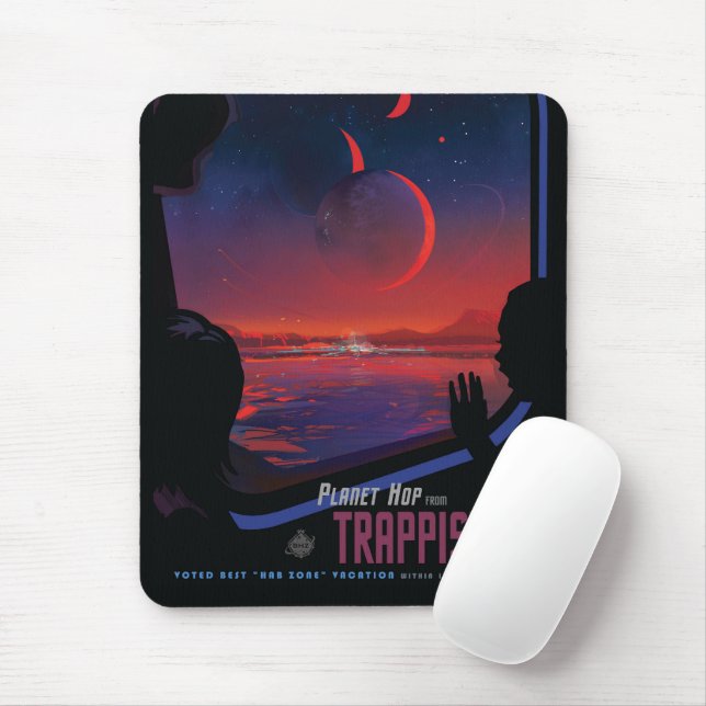 Poster Retro Space - Vyer Observera Trappist-1e. Musmatta (Med mus)