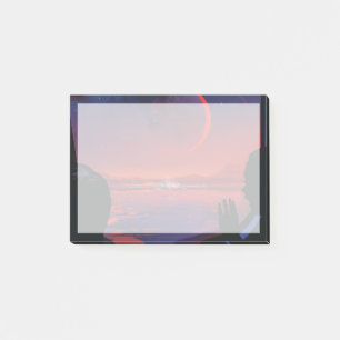 Poster Retro Space - Vyer Observera Trappist-1e. Post-it Block
