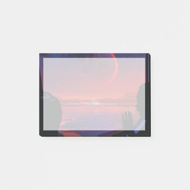 Poster Retro Space - Vyer Observera Trappist-1e. Post-it Block (Framsida)