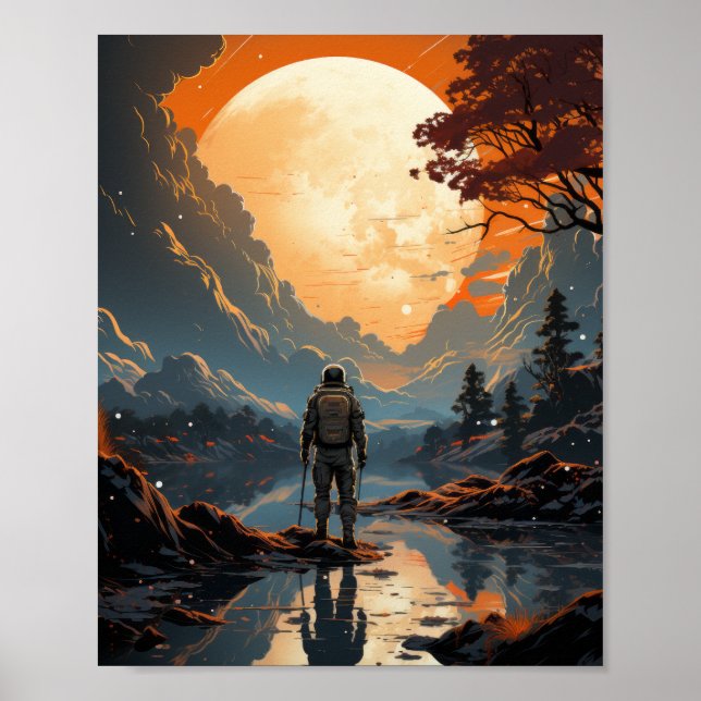 Poster Retro-spelplatsastronauter Vector (Framsidan)