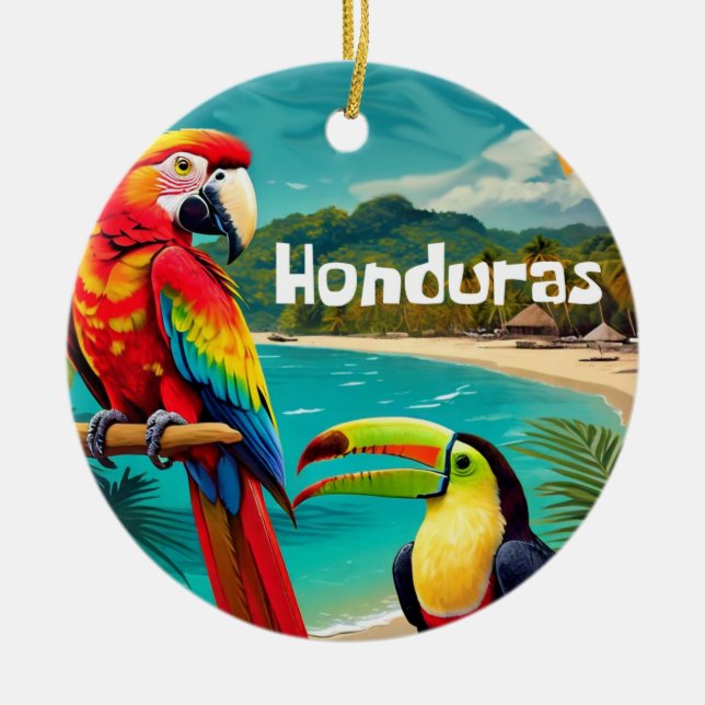 Poster Retro Viaje de Honduras Julgransprydnad Keramik (Framsidan)