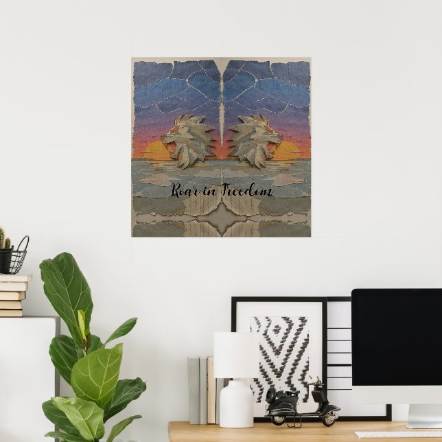 Poster – Roaring Sunset Lion (Hemmakontoret)