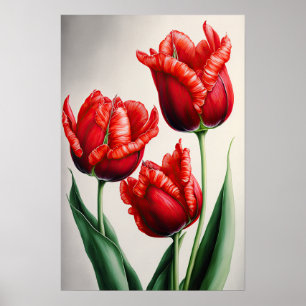 Poster röd tulpanavbildning