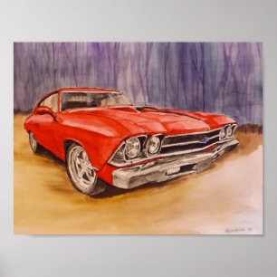 poster röd utskrift 69 Chevelle
