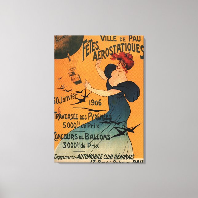 Poster rödskalliga kvinnor som väntar på barrträd canvastryck (Framsida)