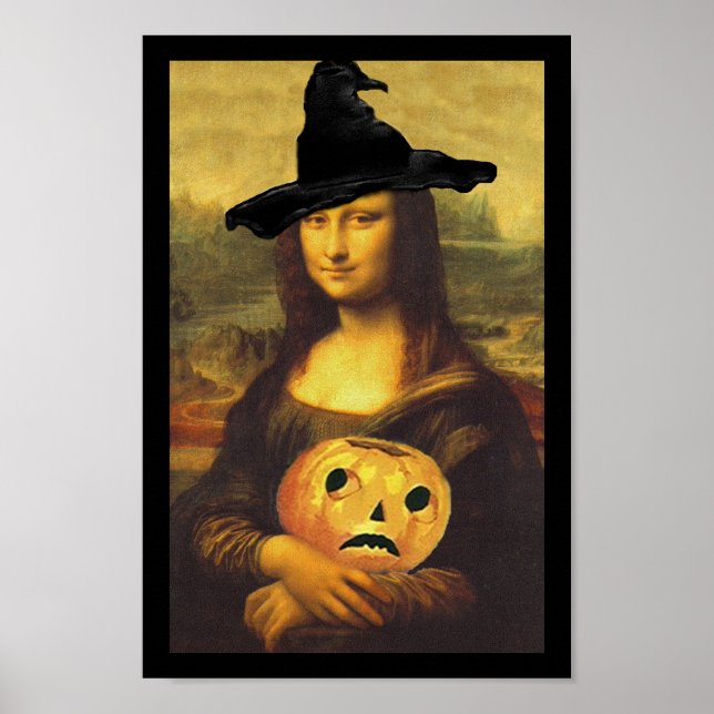 Poster Roligt Renaissance Mona Lisa Halloween Witc (Framsidan)