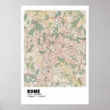 Poster Rom Karta - Italien Vintage Karta