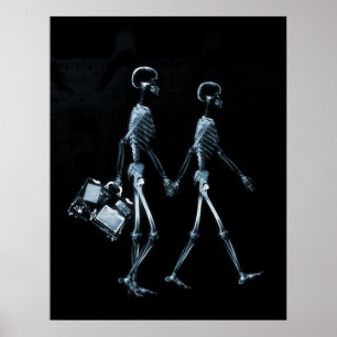 Poster röntgenstråle Skeleton Couple Traveling Bla
