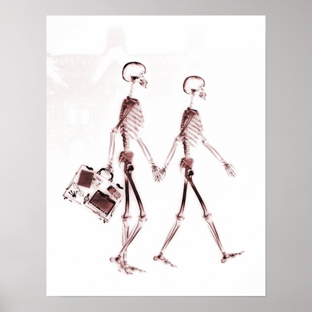 Poster- röntgenstråle Skeleton Couple Traveling Re Poster (Framsidan)