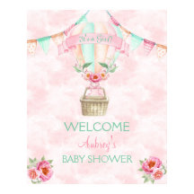 Poster Rosa för vattenfärgsfärgspets för luftballo