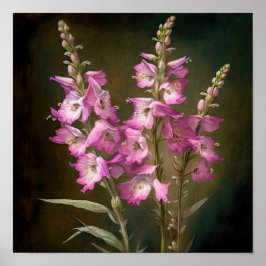 Poster rosa Larkspur Flower Art Print