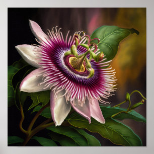 Poster rosa Passion Flower Art-utskrift