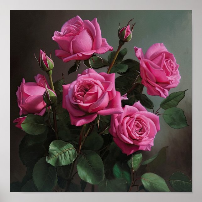 Poster rosa ros-färgremsutskrift (Framsidan)