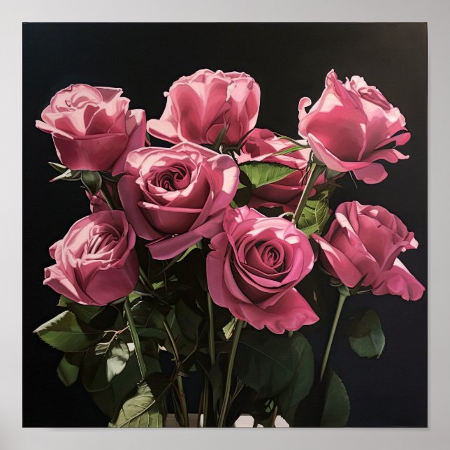 Poster rosa ros-färgremsutskrift (Framsidan)