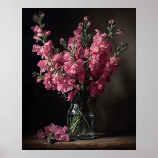 Poster rosa Snapdragon Flowers Art Skriv ut (Framsidan)