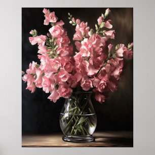 Poster rosa Snapdragon Flowers Art Skriv ut