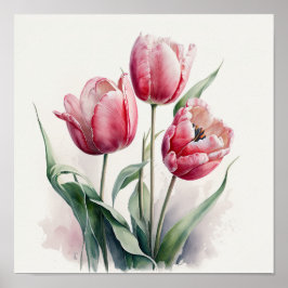 Poster rosa Tulips Flower Art Print