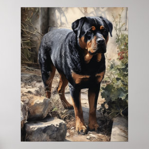 Poster Rottweiler Hund Art-utskrift