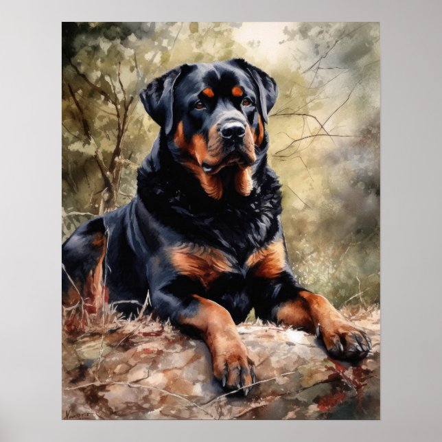 Poster Rottweiler Hund Art-utskrift (Framsidan)