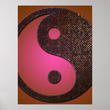 Poster, Rusted Grungy Metall Yin Yang Symbol 2