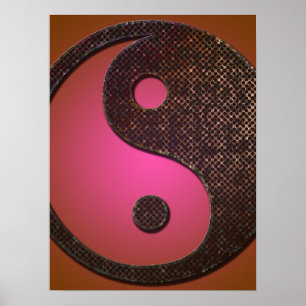 Poster, Rusted Grungy Metall Yin Yang Symbol 2 Poster