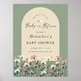 Poster Sage Grönt Stor Baby i Bloom Shower Sign