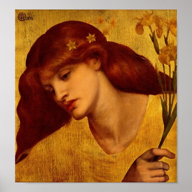 Poster Sancta Lilias 1874 av Rossetti (Framsidan)